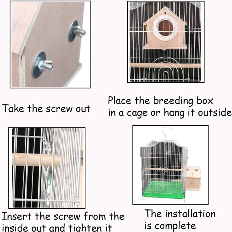 kathson Parakeet Nest Box Bird Nesting House Parrot Breeding Mating Box for Lovebirds Cockatiel Budgie Finch parrotlets-L - Image 4